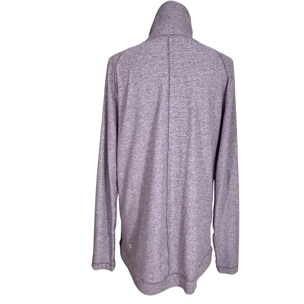 Lululemon Rulu Rally Wrap Active Cardigan Womens 10 Purple Snap Cowl Neck